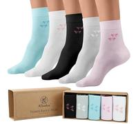 Klenton 5 Paia di Calzini in Bambù da Donna, Morbidi e Traspiranti, Classici con Confezione Regalo, Taglia 37-42