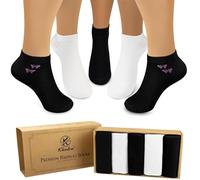 Klenton Calzini alla caviglia da donna in bambù, 5 Paia Calzini Corti Donna, Calze sneaker taglio basso con cuciture piatte sulle dita, con confezione ecologica, Taglia 37-41