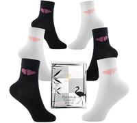 Klenton Calzini in Bambù per Bambina, Traspiranti Calze per Bambina con Motivo a Cuori Carino, Cuciture Piatte, Confezione Ecologica, Confezione da 6, Taglia EU 31-36