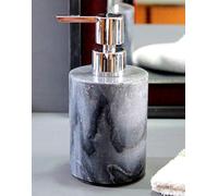KLEO Dispenser per sapone e lozioni, realizzato in pietra naturale, set di accessori da bagno di lusso (grigio)