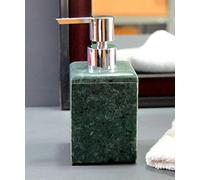 KLEO Dispenser per sapone/lozioni, realizzato in vero marmo verde indiano, accessori da bagno di lusso, set da bagno, verde