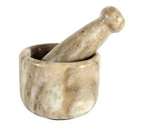 KLEO Marmo pietra mortaio e pestello impostato come Okhli Musal Kharad Khallad Spezie, Medicine Grinder Masher - 6,3 cm di diametro piccolo colore beige naturale