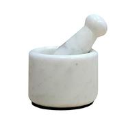 KLEO Set di mortaio e pestello in pietra di marmo bianco diametro 2,5 ", spezie, pillole per smerigliatrice per pillole di medicinali - MISURA PICCOLA