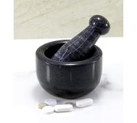 KLEO Set di mortaio e pestello in pietra naturale di diametro 3 "nero, spezie, pillole per smerigliatrice per pillole di medicinali - MISURA PICCOLA