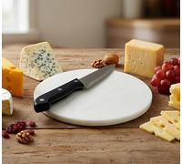 KLEO Tagliere rotondo in marmo, per formaggi e vino, misura media (22,9 cm, rotondo), bianco