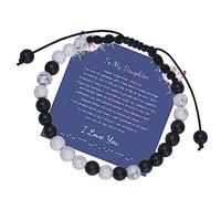 KLerDH Braccialetti, Bracciale Schmuck 6 Mm Pietra Naturale Codice Morse Intrecciato Regolabile Con Card for Lui E Lei