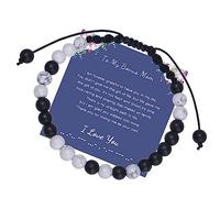 KLerDH Braccialetti, Bracciale Schmuck 6 Mm Pietra Naturale Codice Morse Intrecciato Regolabile Con Card for Lui E Lei