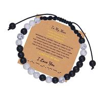 KLerDH Braccialetti, Bracciale Schmuck 6 Mm Pietra Naturale Codice Morse Intrecciato Regolabile Con Card for Lui E Lei