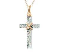 KLerDH Collane, Collana Con Ciondolo Religioso Croce In Onice for La Cresima Del Battesimo, Donna, Uomo, 16+1+ Pollici