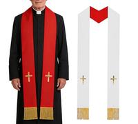 Klerusstola - Sciarpa sacerdotale | Priesterstola 240 cm ricamo double face con, abito liturgico unisex, accessorio per sciarpa della chiesa, capo pastorale ricamato, matrimonio, battesimo, tra
