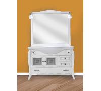 KLESIA Mobile Da Bagno Completo Componibile Modello Martina 105 CM In Legno Con Specchio Lavabo e Applique Made In Italy (Bianco)
