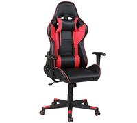 KLESIA Sedia da Gaming Poltrona da Gaming in Ecopelle schienale reclinabile con poggiatesta e cuscino lombare, Altezza regolabile Direzionale, sedia per ufficio scrivania colore rosso e nero