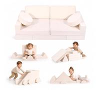 Klesmiun Divano da gioco per bambini, 14 pezzi, con 7 forme, schiuma 25D ad alta densità, indeformabile, rivestimento lavabile, per costruire castelli, auto, scivoli, per la cameretta dei bambini