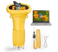 Klesmiun Microscopio digitale per bambini, 1000X, con display IPS da 2 pollici, 8 LED, foto e video, ricaricabile, portatile, per bambini da 3 a 12 anni, giocattolo regalo