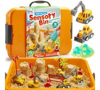 Klever Kits Cestino sensoriale da costruzione per bambini con pietre fosforescenti, sandbox con coperchio, kit di costruzione castello di sabbia magica, attività di apprendimento prescolare, regali