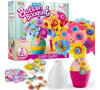 Klever Kits Kit di fiori creativi per bambini con Crea il tuo bouquet di fiori con bottoni e feltro - Kit di fiori fai da te Regalo di arte e artigianato per ragazzi e ragazze Regalo di compleanno