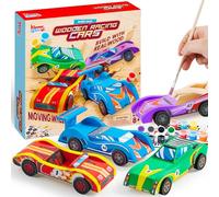 Klever Kits Kit di pittura con auto da corsa, arte e artigianato per bambini dai 6 ai 12 anni, dipingi le tue auto in legno, attività per bambini, regali di creatività di compleanno per ragazzi dai 6