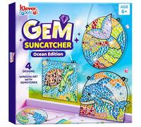Klever Kits Kit per pittura con diamanti per bambini, 4 pezzi, kit per pittura con gemme, decorazione per finestre, acchiappasole, mosaico, artigianato per ragazze e ragazzi, regali di compleanno