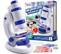 Klever Kits - Set da esploratore per microscopio per bambini, giocattolo da esperimento scientifico 2 in 1 con microscopio portatile e 12 diapositive per campioni, 60X-180X, giocattoli educativi per
