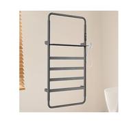 KLGFBDC Scaldasalviette per Bagno con ripiano Superiore, stendibiancheria riscaldato a Parete, Regolazione della Temperatura, scaldasalviette con Timer, Grigio, Filo Destro