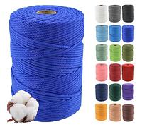 Klhamky 4mmx300m Corda di Cotone Naturale Macramé - Corda di Cotone 100% Naturale a 4 Fili Ritorti per Appendini Fatti a Mano, Fai-da-te, Creazioni Artigianali,blu scuro