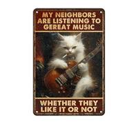 KLHSOF Targa in metallo retrò con scritta in inglese "My Neighbors Are Listening To Great Music", divertente decorazione da parete per casa, casa colonica, bar, caffetteria, camera da letto, 30,5 x