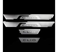 KLHYWEN 4 Pezzi Acciaio Inossidabile Battitacco per Auto Sticker per Ren-Ault Clio 2019 2020, Esterno Battitacco Protezione Plates Anti-Graffio Scuff Adesivi Accessori,Silver