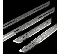 KLHYWEN 4 Pezzi Battitacco Auto per Op-El Vauxhall Crossland X 2017-2019 2020 2021, Protezione Portiere Auto in Acciaio Inox Protezione AntiGraffio per Pedale Accessori Auto,Silver