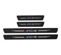 KLHYWEN 4 Pezzi Fibra di Carbonio Battitacco per Auto Sticker, per Citr-oen C4 C1 C2 C3, Pellicola del Protezione Davanzale Portiera Auto Anti-Graffio Scuff Adesivi Decorativi Accessori,C4 White