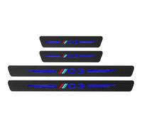 KLHYWEN 4 Pezzi Fibra di Carbonio Battitacco per Auto Sticker, per Citr-oen C4 C1 C2 C3, Pellicola del Protezione Davanzale Portiera Auto Anti-Graffio Scuff Adesivi Decorativi Accessori,C3 Blue