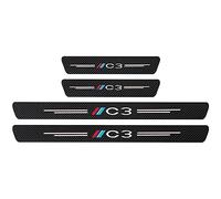 KLHYWEN 4 Pezzi Fibra di Carbonio Battitacco per Auto Sticker, per Citr-oen C4 C1 C2 C3, Pellicola del Protezione Davanzale Portiera Auto Anti-Graffio Scuff Adesivi Decorativi Accessori,C3 White
