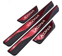 KLHYWEN 4 Pezzi Protezione Acciaio Inossidabile Battitacco Soglia Piastre per Hyu-ndai Kona 2017-2021, Auto Acciaio Inox Battitacco, AntiGraffio Battitacco Auto,Red