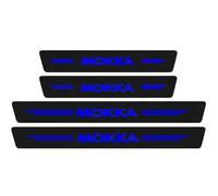 KLHYWEN 4 Pezzi Sticker Battitacco in Fibra Carbonio per Auto, per OP-El Corsa Mokka, Battitacco Protezione Plates Anti-Graffio Scuff Adesivi Styling Decorativi Accessori,Mokka Blue
