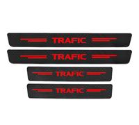 KLHYWEN 4 Pezzi Sticker Battitacco in Fibra Carbonio per Auto, per Ren-Ault Trafic 1 2 3, Battitacco Protezione Plates Anti-Graffio Scuff Adesivi Styling Decorativi Accessori,Red