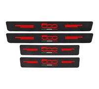 KLHYWEN Fibra di Carbonio Battitacco per Auto Sticker, per Fi-at 500, 4 Pezzi Battitacco Protezione Plates Anti-Graffio Scuff Adesivi Decorativi Accessori,Red