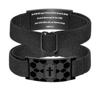 KLIFOWDY Braccialetti per uomini e ragazzi calcio croce braccialetto elastico in acciaio inox regolabile Bibbia Verse Braccialetti cristiani Gioielli festa del papà o regali di laurea, Joshua 1:9