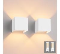 Klighten 2 * 9W Lampade da Parete per Interni/Esterno Bianco Caldo 3000K Applique da Parete Con G9 Lampadina Sostituibile, per Portico, Bagno, Corridoio,Balcone (Bianca)