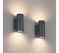 Klighten 2 Pcs Applique da Esterno GU10, Antracite, Lampadina non Inclusa | Up Down, Impermeabile IP65, Alluminio, Lampadina sostituibile, Lampada da Parete per Esterno/Interno