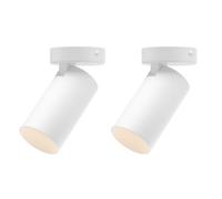 Klighten 2 Pcs Faretti da Soffitto Orientabili, Attacco GU10, Faretto da Cilindro in Metallo Regolabile, Rotondo Faretto Superficie Moderna, 70 x 130 mm, Lampadina non Inclusa, Bianco