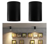 Klighten 2 Pcs Faretto a Soffitto Cilindro Nero, Attacco GU10, Faretto Tondo Alluminio Faretto Plafoniera Superficie per Cucina, Soggiorno, Corridoio, 10,5 x 14,6 cm, Lampadina non Inclusa