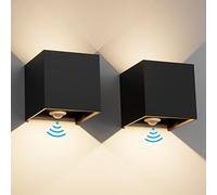 Klighten 2 PCS Lampada da esterno, 12W Applique da Parete con sensore di movimento per luci esterni/interni Lampade da parete con fascio regolabile IP65 Impermeabile 3000K, Nero