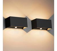 Klighten 2 PCS Lampada da esterno, 24W Applique da Parete con sensore di movimento per luci esterni/interni Lampada da parete con fascio regolabile IP65 Impermeabile 3000K, Nero
