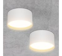 Klighten 2 Pezzi 18W Faretti da Soffitto LED Rotonda, Faretto da Superficie, Faretti Cilindro Moderna, Plafoniera, Alluminio+Acrilico, IP44, Bianco caldo 3000K, 1029LM, Bianco, 60 x 120 mm