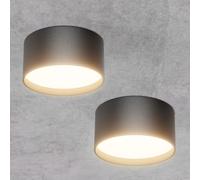 Klighten 2 Pezzi 18W Faretti da Soffitto LED Rotonda, Faretto da Superficie, Faretti Cilindro Moderna, Plafoniera, Alluminio+Acrilico, IP44, Bianco caldo 3000K, 1029LM, Nero, 60 x 120 mm