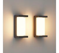 Klighten 2 pezzi 24 W LED esterno applique da parete, 3000 K, IP65 impermeabile lampada da parete, moderna applique da parete rettangolare per interni, esterni, patio e altro ancora. nero