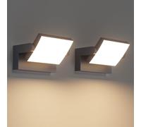 Klighten 2 Pezzi 24W Applique da Parete LED Esterno Interno IP65, Luci da Parete Regolabile Lampade da Parete Moderno in Alluminio per Ingresso Terrazza, 1500 Lumen, Antracite, Bianco Caldo 3000K