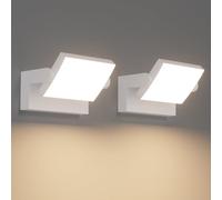Klighten 2 Pezzi 24W Applique da Parete LED Esterno Interno IP65, Luci da Parete Regolabile Lampade da Parete Moderno in Alluminio per Ingresso Balconi, 1500 Lumen, Bianco, Bianco Caldo 3000K