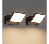 Klighten 2 Pezzi 24W Applique da Parete LED Esterno Interno IP65, Luci da Parete Regolabile Lampade da Parete Moderno in Alluminio per Giardino Terrazza, 1500 Lumen, Nero, Bianco Caldo 3000K