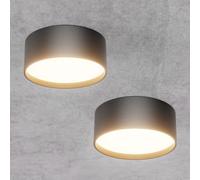 Klighten 2 Pezzi 24W Faretti da Soffitto LED Rotonda, Faretto da Superficie, Faretti Cilindro Moderna, Plafoniera, Alluminio+Acrilico, IP44, Bianco caldo 3000K, 1672LM, Nero, 60 x 150 mm