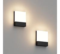 Klighten 2 Pezzi 24W Lampade da Parete LED Esterno/Interno Impermeabile IP65, Applique da Parete Moderno in Alluminio, Lampada a Muro per Balconi Giardini, Noir, 1500 Lumen, Bianco Caldo 2700K-3000K